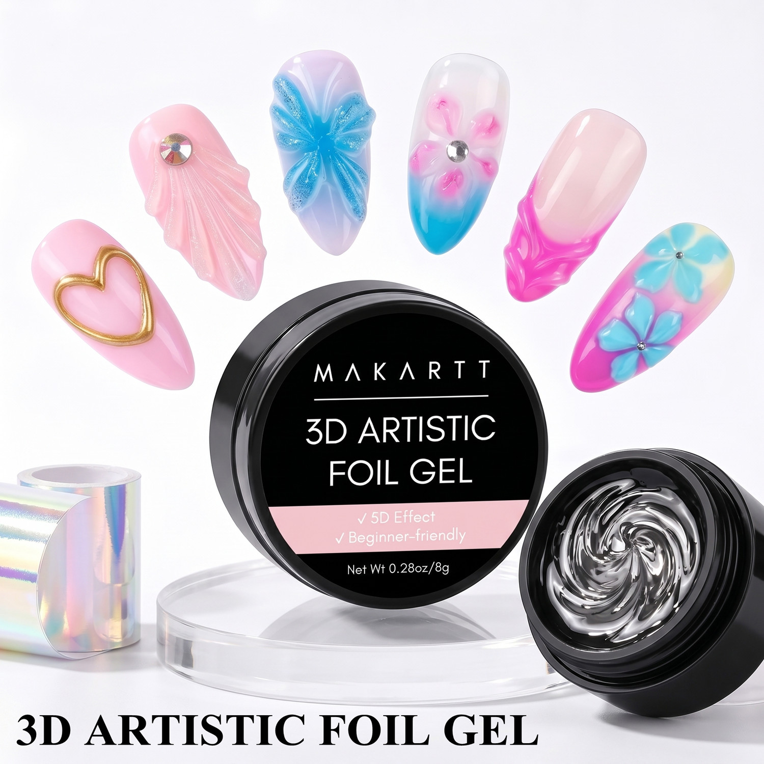Nail Foil Transfer - Żel do paznokci Makartt 3D 8ml,