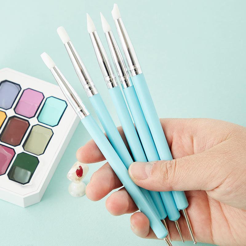 Nail Art Dotting Tool - 1/10/15 szt. Dwustronne silikonowe pisaki do