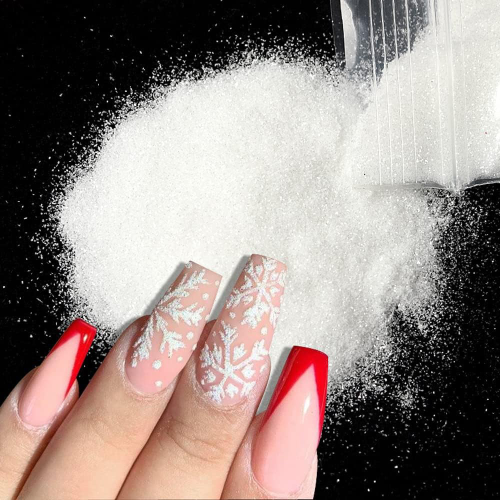 Nail Art Xmas - 50g/Worek Świąteczny Biały Czarny Cukierkowy Puder