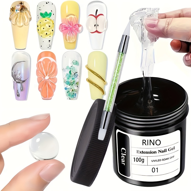 Nail Art Extension - 100g Przezroczysty, nieklejący się żel do