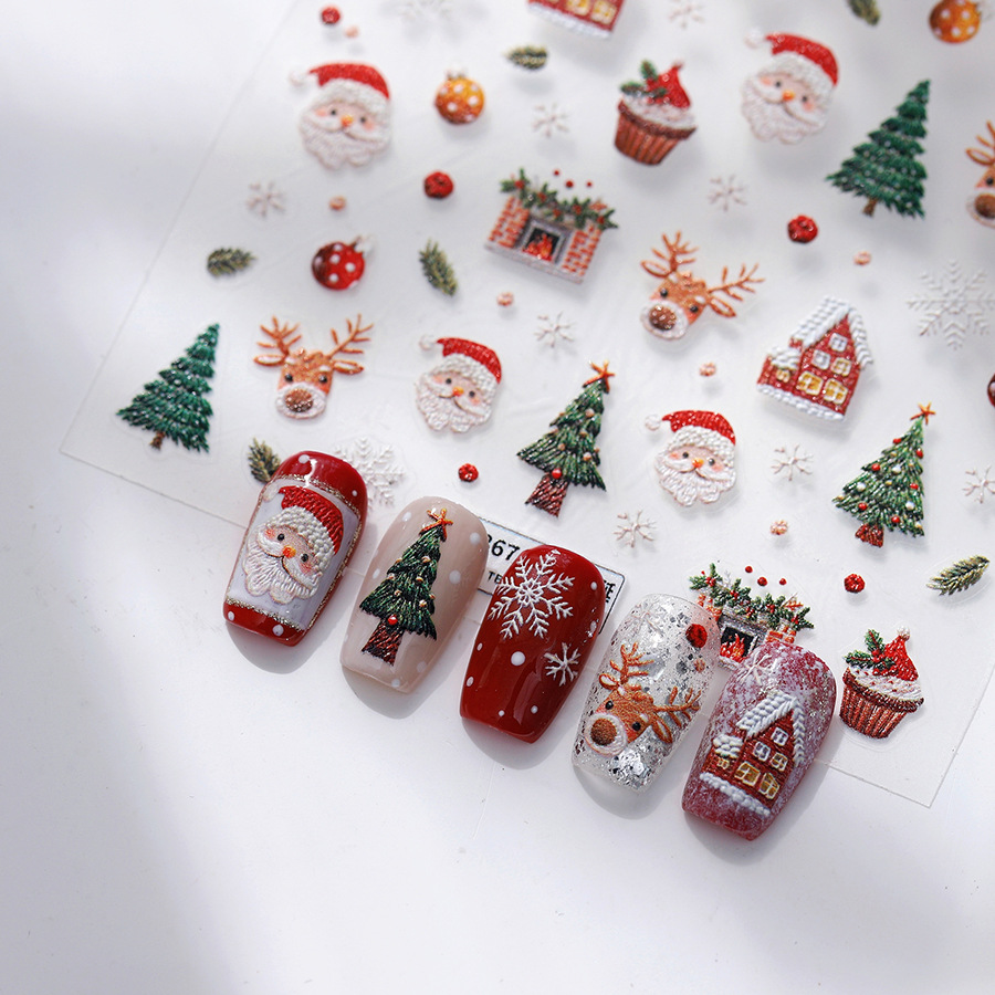 Nail Art Xmas Tree - Urocze świąteczne naklejki na paznokcie z
