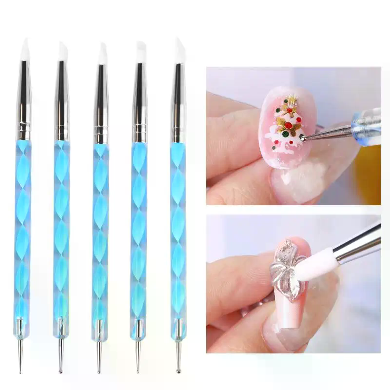 Nail Art Dotting Tool - 5 szt. Silikonowych narzędzi do modelowania