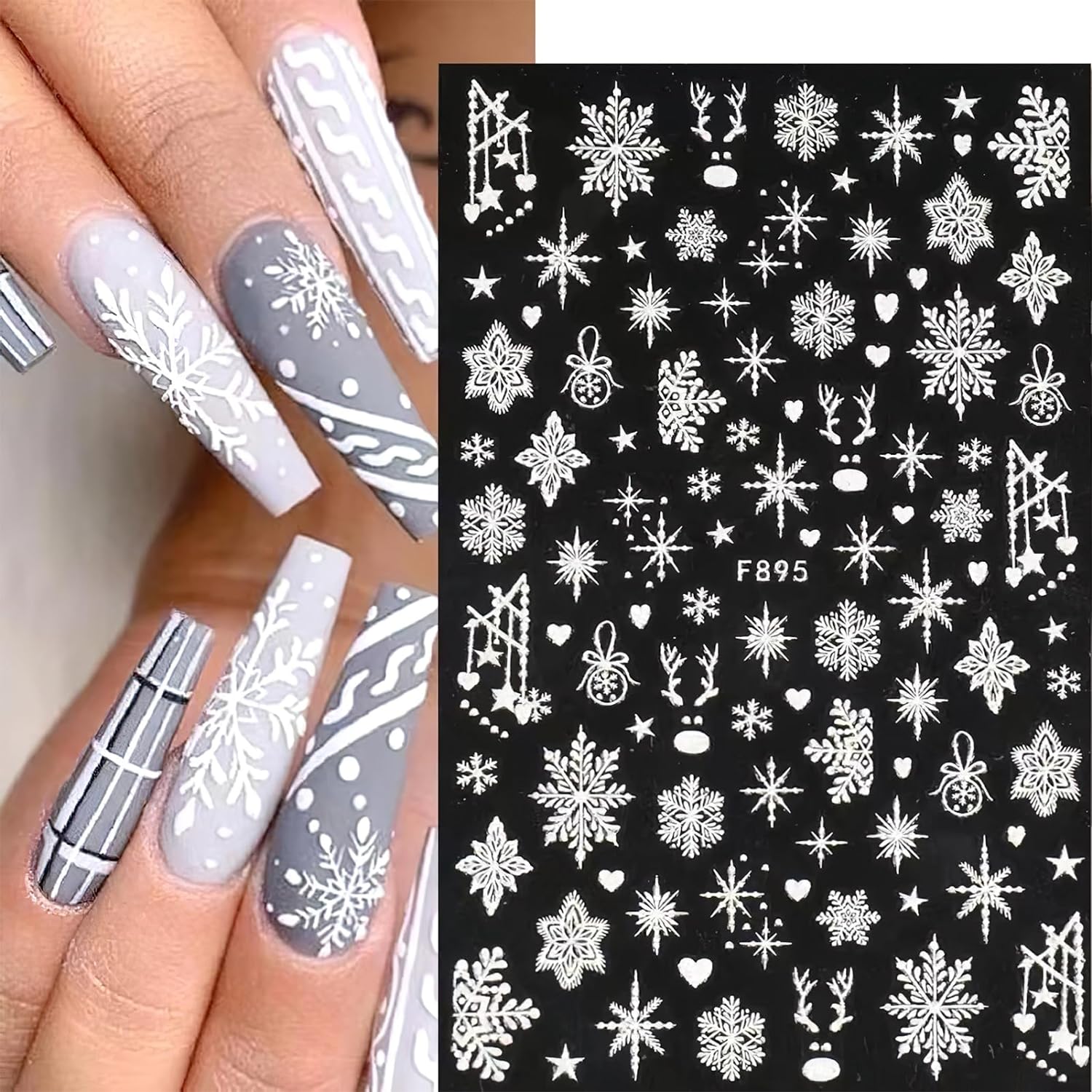 Nail Art Xmas - 3D Płatek śniegu Naklejki do paznokci