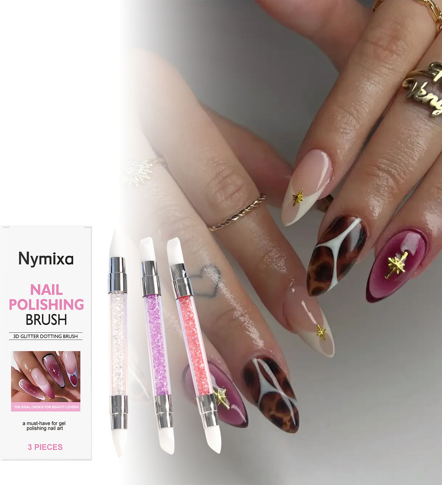 Nail Art Dotting Tool - Nymixa 3 szt. Silikonowe pisaki do